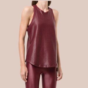 Koral Womens Shiny Sleeveless Racerback & net pattern Top  Burgundy Size Xsmall